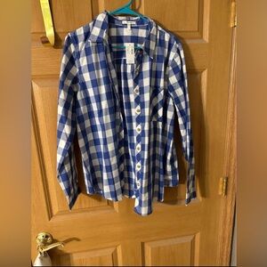 Maurices Blue and White Plaid Button Down Shirt